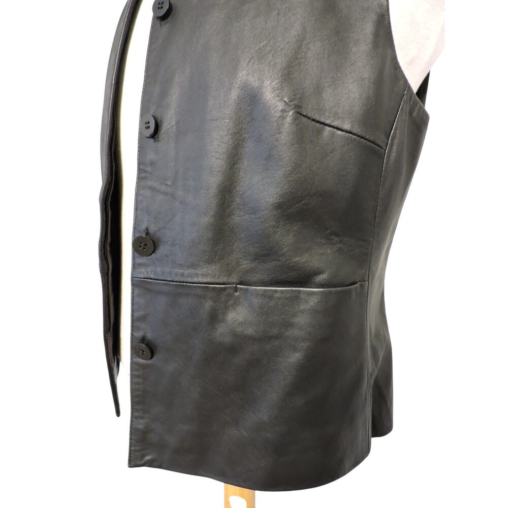Black Leather Vest Women's Coldwater Creek Biker Goth Size M